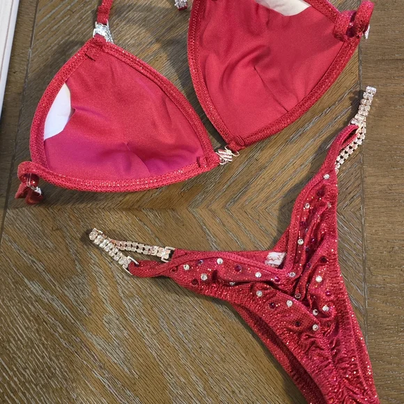 Red Rhinestone Bikini Set - Picture 2 of 4